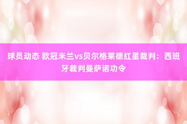 球员动态 欧冠米兰vs贝尔格莱德红星裁判：西班牙裁判曼萨诺功令