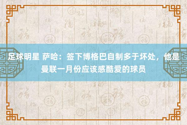 足球明星 萨哈：签下博格巴自制多于坏处，他是曼联一月份应该感酷爱的球员