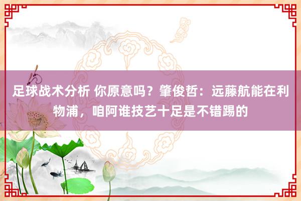 足球战术分析 你原意吗？肇俊哲：远藤航能在利物浦，咱阿谁技艺十足是不错踢的