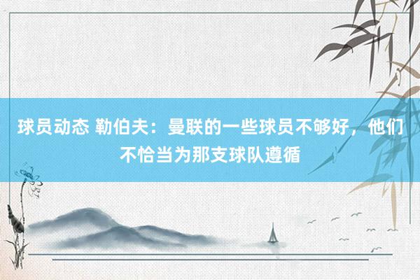 球员动态 勒伯夫：曼联的一些球员不够好，他们不恰当为那支球队遵循