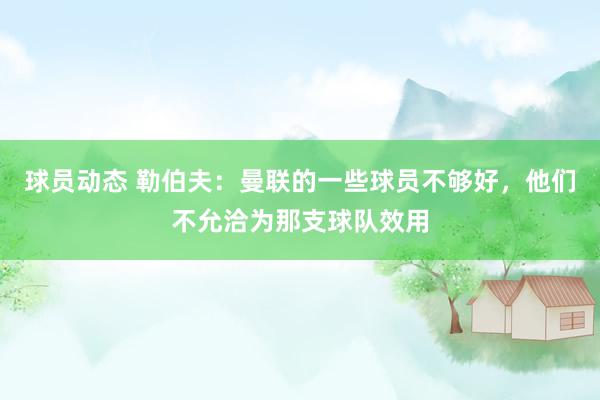 球员动态 勒伯夫：曼联的一些球员不够好，他们不允洽为那支球队效用