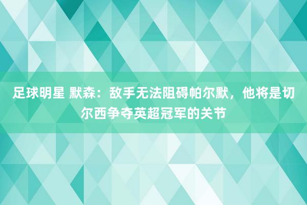 足球明星 默森：敌手无法阻碍帕尔默，他将是切尔西争夺英超冠军的关节