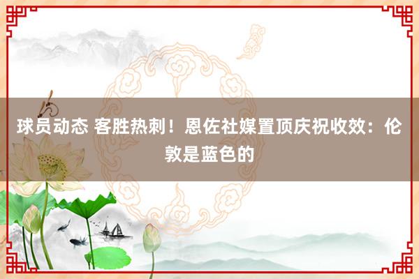 球员动态 客胜热刺！恩佐社媒置顶庆祝收效：伦敦是蓝色的