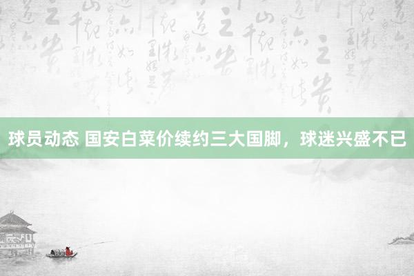 球员动态 国安白菜价续约三大国脚，球迷兴盛不已